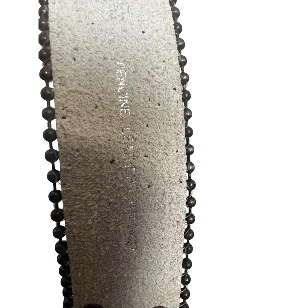 Nocona Leather Belt Womens Large White Western Fleur De Lis Rhinestone Studded - Picture 5 of 8
